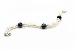 Imperial Pearls Sterling Peacock & White Cultured Pearl Station Bracelet. 6-3/4"