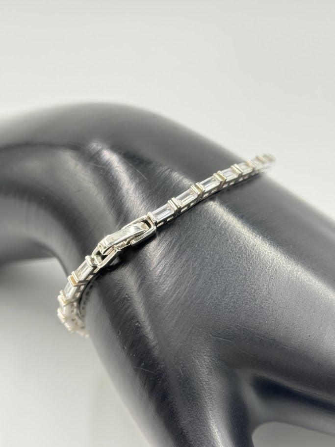 Absolute Sterling Silver Clear Cubic Zirconia Tennis Bracelet, 6"