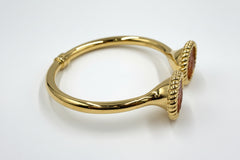 Bellezza Goldtone Bronze Italian Orange Glass Cuff Bracelet, 6-3/4"