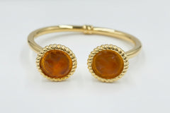 Bellezza Goldtone Bronze Italian Orange Glass Cuff Bracelet, 6-3/4"