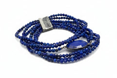 Jay King Sterling Silver Lapis 7-Strand Layered Magnetic Bracelet, 6"