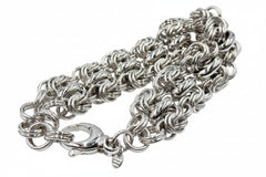 Bronzo Italia Silvertone Polished Woven Love Knot Bracelet 7-1/4"