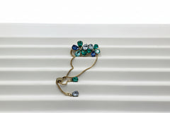 Isaac Mizrahi Live! Goldtone Adjustable Blue Crystal Flower Bracelet.