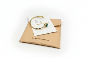 Samantha Wills Goldtone “Here Comes the Sun” Petite Blue Calcite Cuff Bracelet