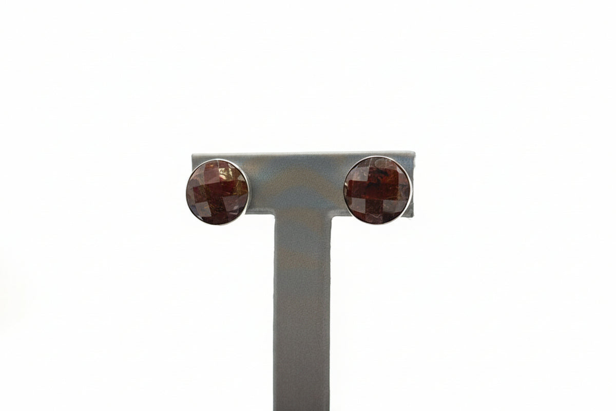 Jay King Brown Cloudy Sunstone Sterling Silver Stud Earrings