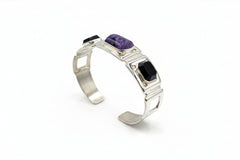 Jay King Sterling Silver Charoite & Amethyst Cuff Bracelet, 6-3/4"