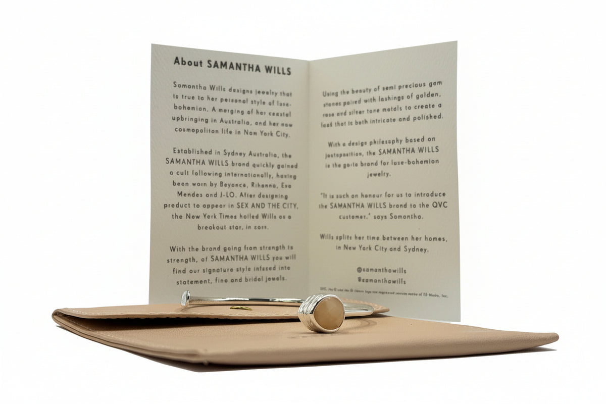 Samantha Wills Silvertone “Here Comes the Sun” Petite Peach Gibbsite Cuff Bracelet