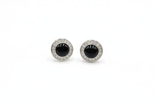 Colleen Lopez Silvertone Black Spinel & White Topaz Stud Earrings
