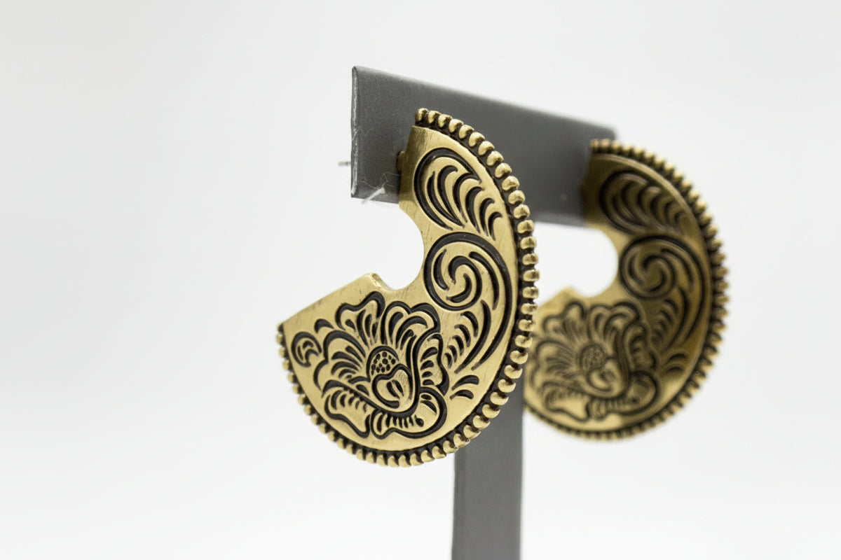 Patricia Nash Flat-Etched Goldtone Hoop Earring