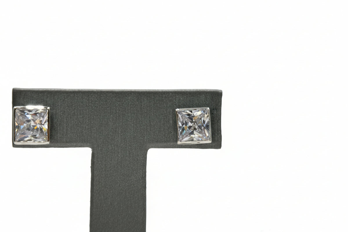 Absolute Sterling Silver Heirloom Collection French-Cut Cubic Zirconia Stud Earrings