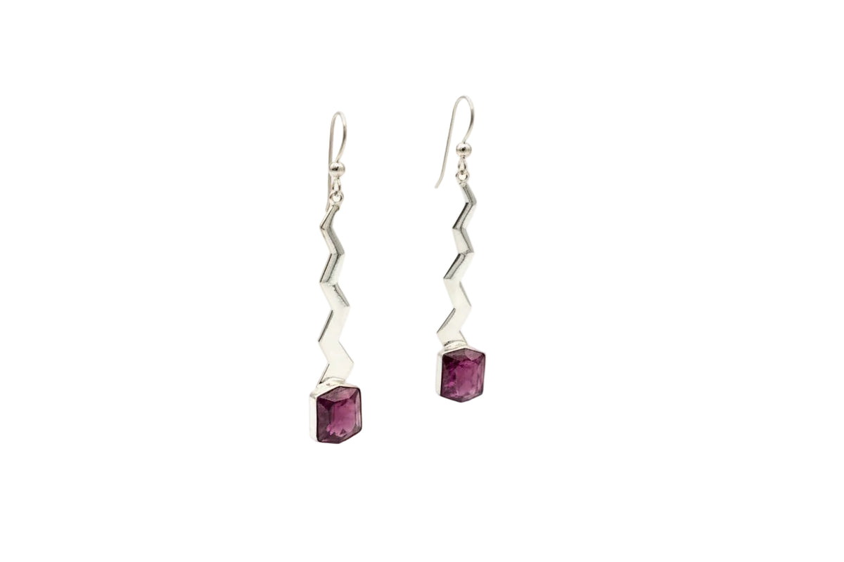 Jay King Sterling Silver Ruby Zigzag Earrings