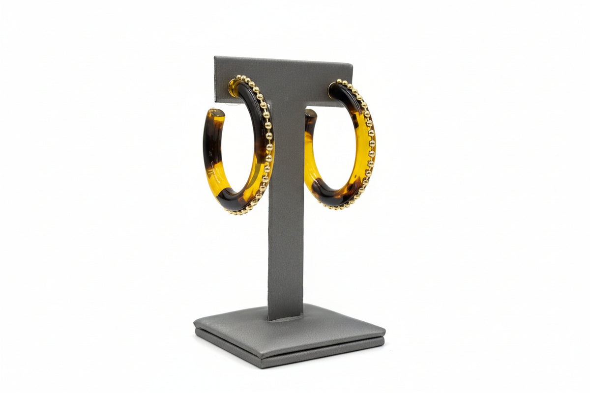 R.J. Graziano Splendid Style Studded Leopard Resin Hoop Earrings