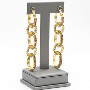 R.J. Graziano Multicolor Color Crystal Multi-Link Drop Earrings, 2"