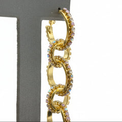 R.J. Graziano Neutral Color Crystal Multi-Link Drop Earrings, 2"