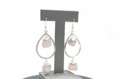KALIFANO Silvertone Rose Quartz Drop Earrings