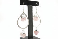 KALIFANO Silvertone Rose Quartz Drop Earrings