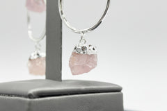 KALIFANO Silvertone Rose Quartz Drop Earrings
