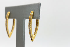 Rarities Sterling Silver Goldclad 1ctw Champagne Diamond Elongated Hoop Earrings, 1-1/4"