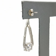 Absolute Sterling Silver Cushion Cut Drop Earrings