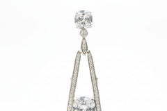 Absolute Sterling Silver Cushion Cut Drop Earrings