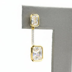 Absolute Sterling Silver Goldclad Bezel-Set Radiant-cut Stud Earrings with Jackets