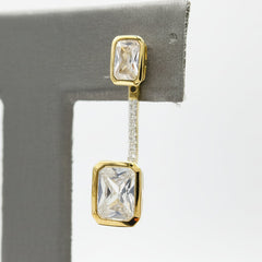 Absolute Sterling Silver Goldclad Bezel-Set Radiant-cut Stud Earrings with Jackets