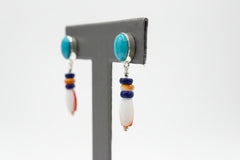 Jay King Sterling Silver Turquoise, Lapis & Oyster Drop Earrings
