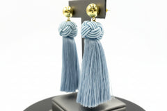 Connie Craig Carroll Jewelry Thread Fan Drop Earrings, Blue Color