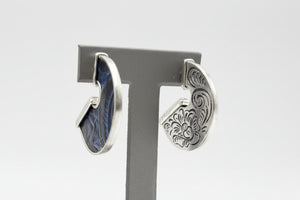 Patricia Nash Amelia Leather Inset Flat Hoop Earrings – Midnight Blue