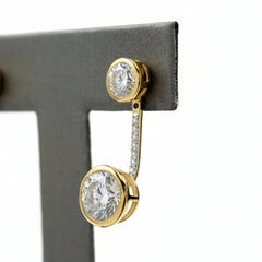 Absolute Sterling Silver Goldclad Bezel-Set Round-cut Stud Earrings with Jackets
