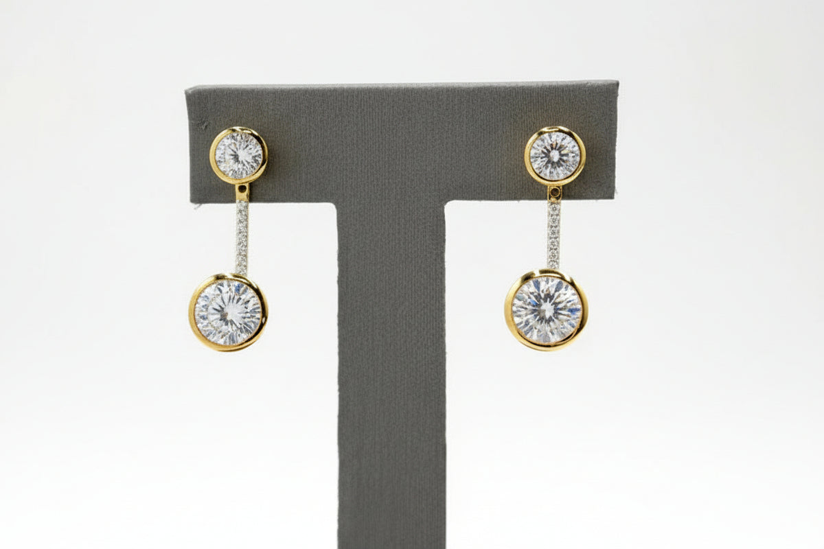 Absolute Sterling Silver Goldclad Bezel-Set Round-cut Stud Earrings with Jackets