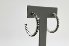 Steel by Design Rope Design Crystal Hoop Earrings, 1"