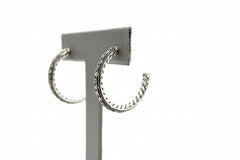 Steel by Design Rope Design Crystal Hoop Earrings, 1"