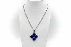 Patricia Nash Reversible Enamel Floret Drop Necklace Blue/Purple 27"
