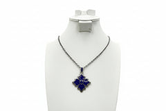 Patricia Nash Reversible Enamel Floret Drop Necklace Blue/Purple 27"