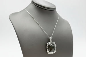 Jade of Yesteryear Square Black Jade & Cubic Zirconia Pendant Necklace, 18"