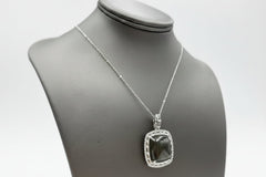 Jade of Yesteryear Square Black Jade & Cubic Zirconia Pendant Necklace, 18"