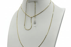 Herkimer Mines Sterling Silver Goldclad "Diamond" Quartz Fancy Cut  Y-Necklace, 16"