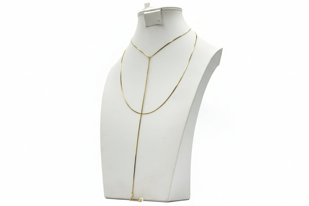 Herkimer Mines Sterling Silver Goldclad "Diamond" Quartz Fancy Cut  Y-Necklace, 16"