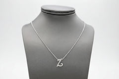 Colleen Lopez Sterling Silver  Clear Diamond "Z" initial Necklace, 16"