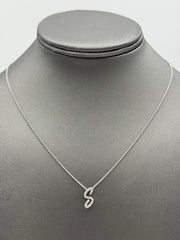 Colleen Lopez Sterling Silver  Clear Diamond "S" initial Necklace, 16"