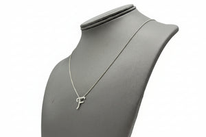 Colleen Lopez Sterling Silver  Clear Diamond "F" initial Necklace, 16"