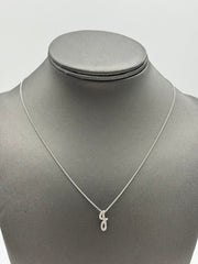 Colleen Lopez Sterling Silver  Clear Diamond "J" initial Necklace, 16"