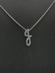 Colleen Lopez Sterling Silver  Clear Diamond "J" initial Necklace, 16"