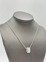 Absolute Sterling Silver Hexagon-Design Baguette Pendant Necklace 18"