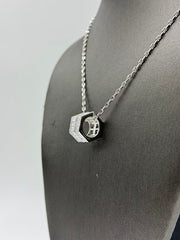 Absolute Sterling Silver Hexagon-Design Baguette Pendant Necklace 18"