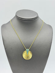 Jade of Yesteryear Sterling Silver Goldclad Green Jade Sunburst Pendant Necklace, 18"+2"