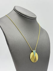 Jade of Yesteryear Sterling Silver Goldclad Green Jade Sunburst Pendant Necklace, 18"+2"