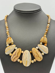 Jay King Multicolor Java Lace Agate Gemstone Beaded Bib Necklace 18"