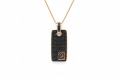 Bronzo Italia 3.50 cttw Black Spinel Rose Initial "Q" Tag Necklace, 18"